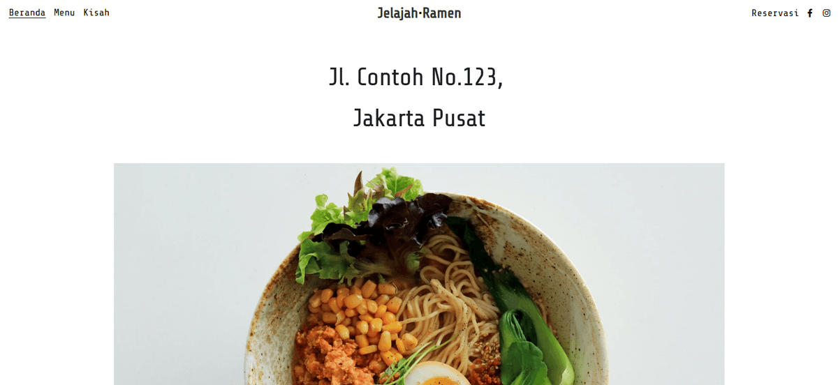 Template Ramen Explore dari Strikingly
