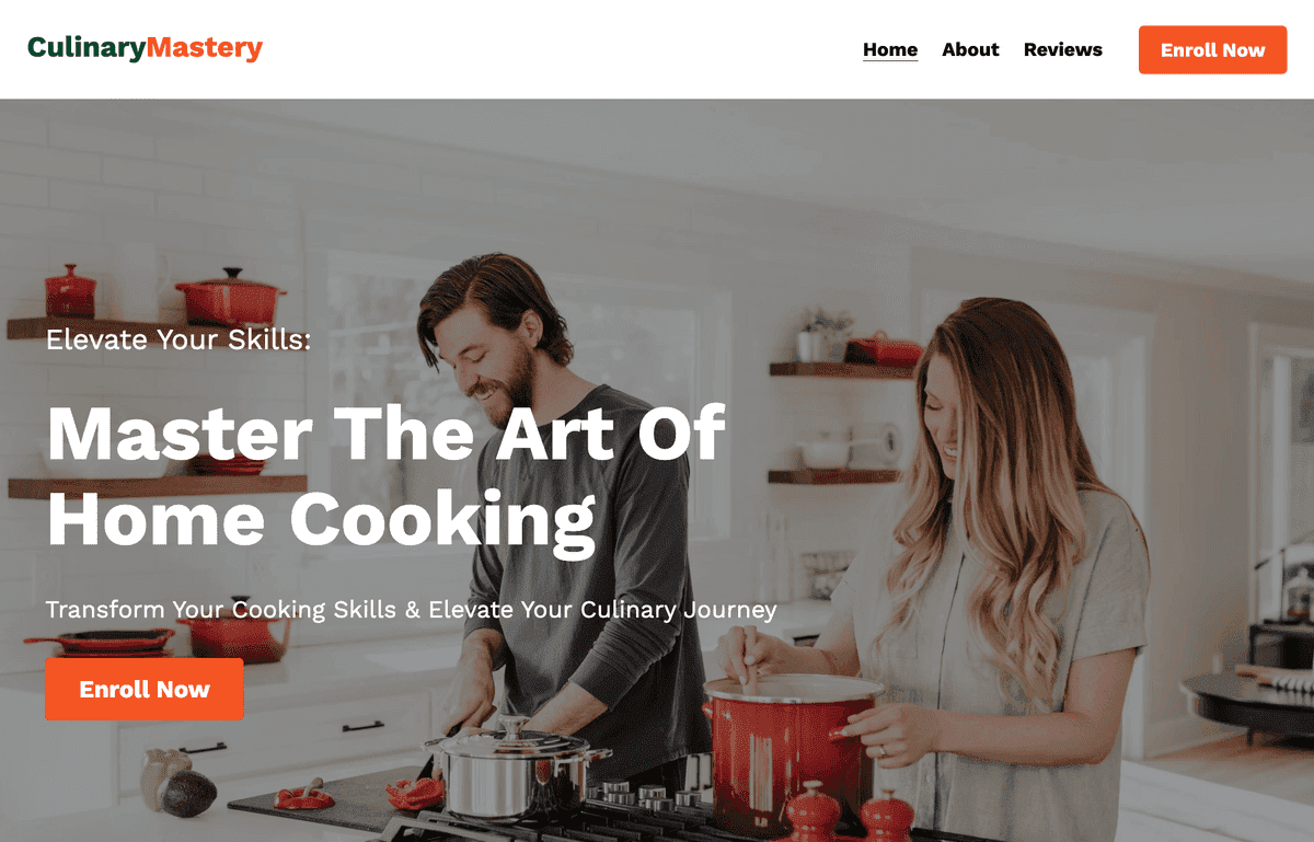 Plantilla de maestría culinaria de Strikingly