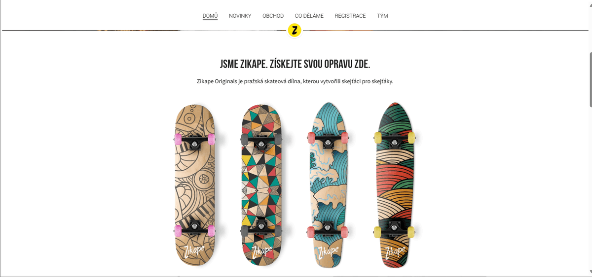 Šablona Zikape od Strikingly