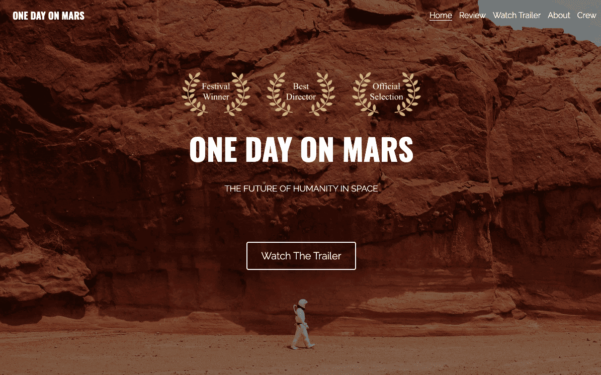 Template Trailer Film dari Strikingly