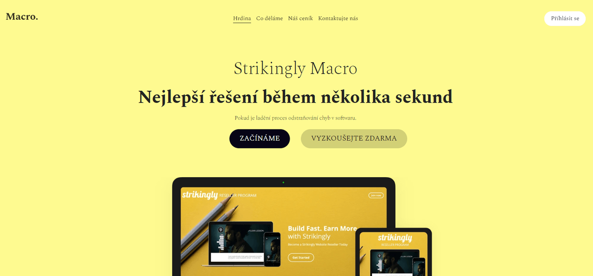 Šablona makra od Strikingly