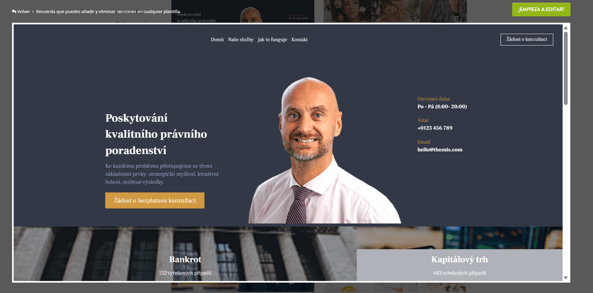 Domovská stránka webu na Strikingly - Tlačítka s výzvou k akci