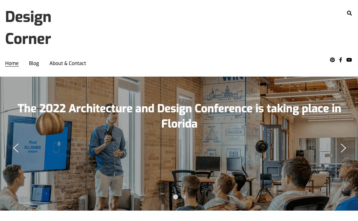 Plantilla de esquina de diseño de Strikingly