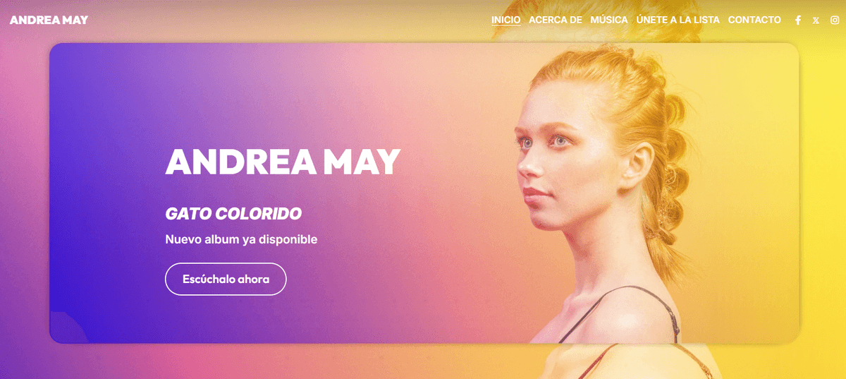 Plantilla de Andrea May de Strikingly