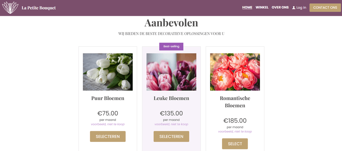 Le Petit Bouquet-sjabloon van opvallend