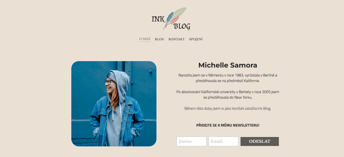 Šablona InkBlog od Strikingly