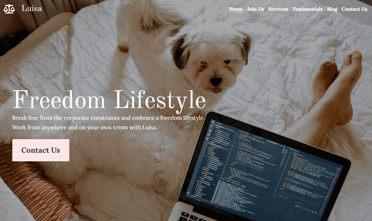 Plantilla de estilo de vida libre de Strikingly