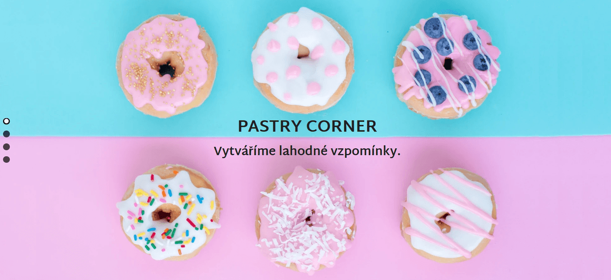 Šablona vstupní stránky Pastry Corner od Strikingly
