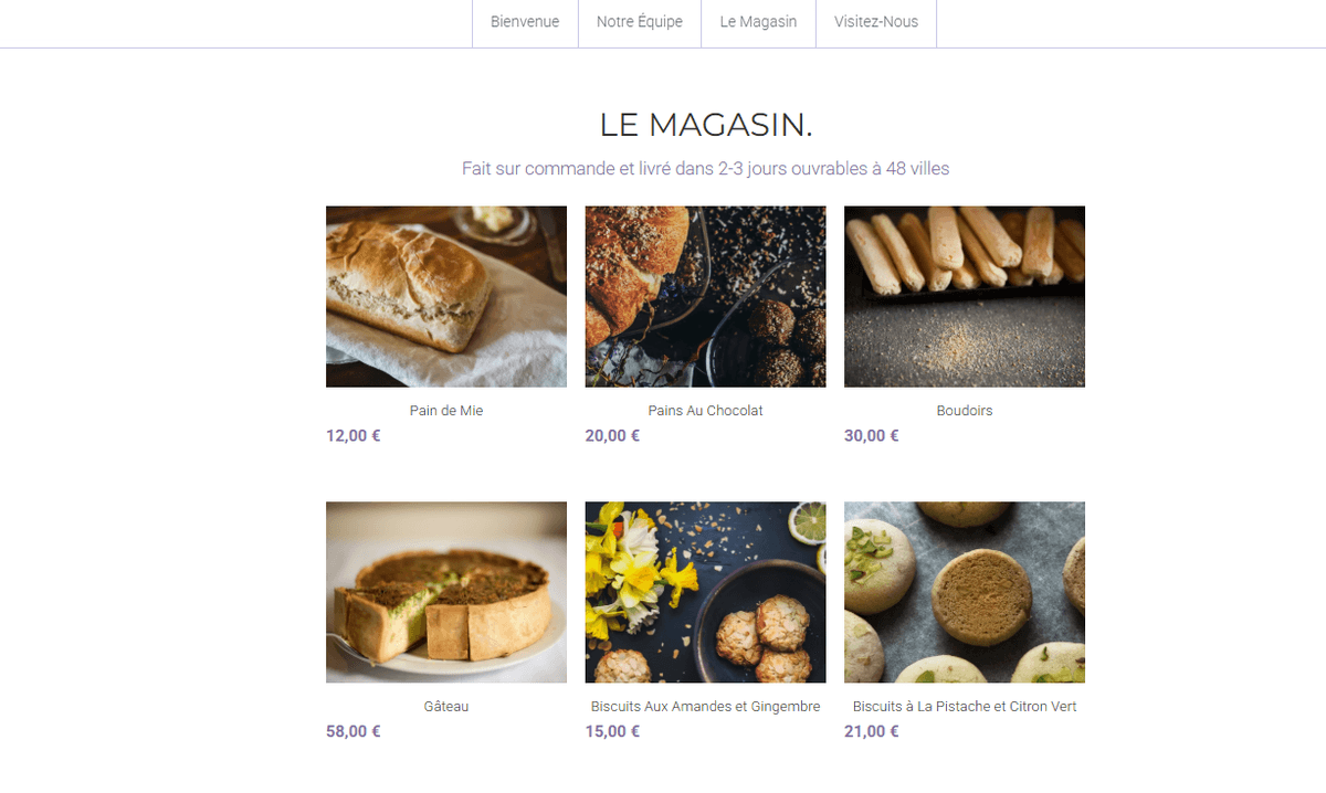 Création de visuels captivants pour la conception d'une page d'accueil pour une boulangerie.