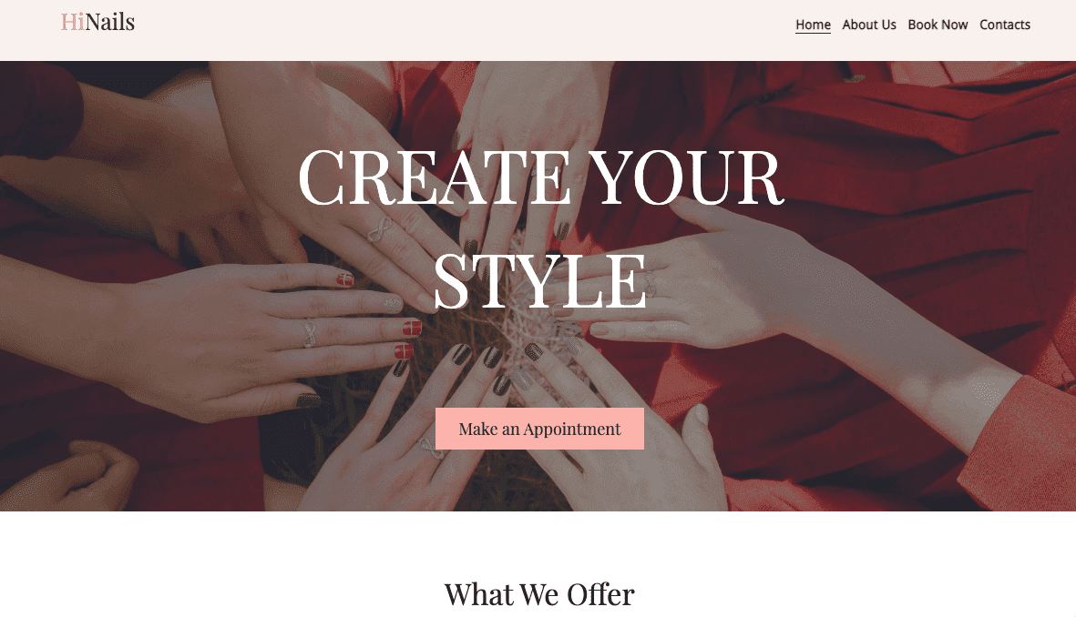 Plantilla de uñas de Strikingly