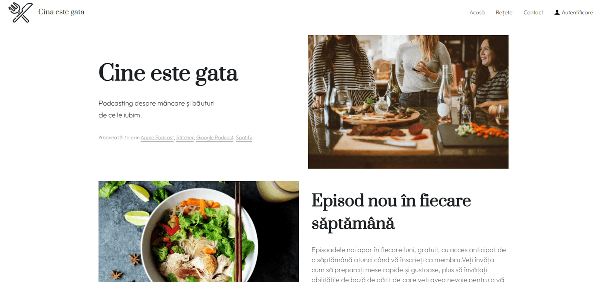 Șablon „Cina este gata” de la Strikingly