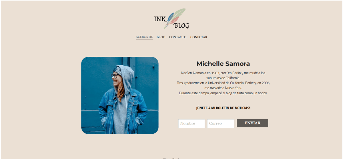 Plantilla de blog de tinta de Strikingly