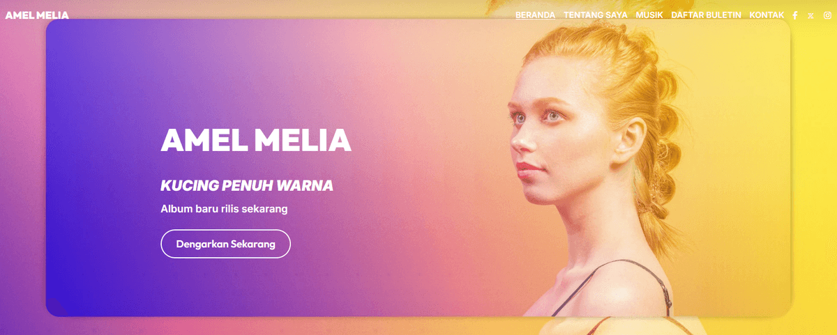 Template Andrea May dari Strikingly