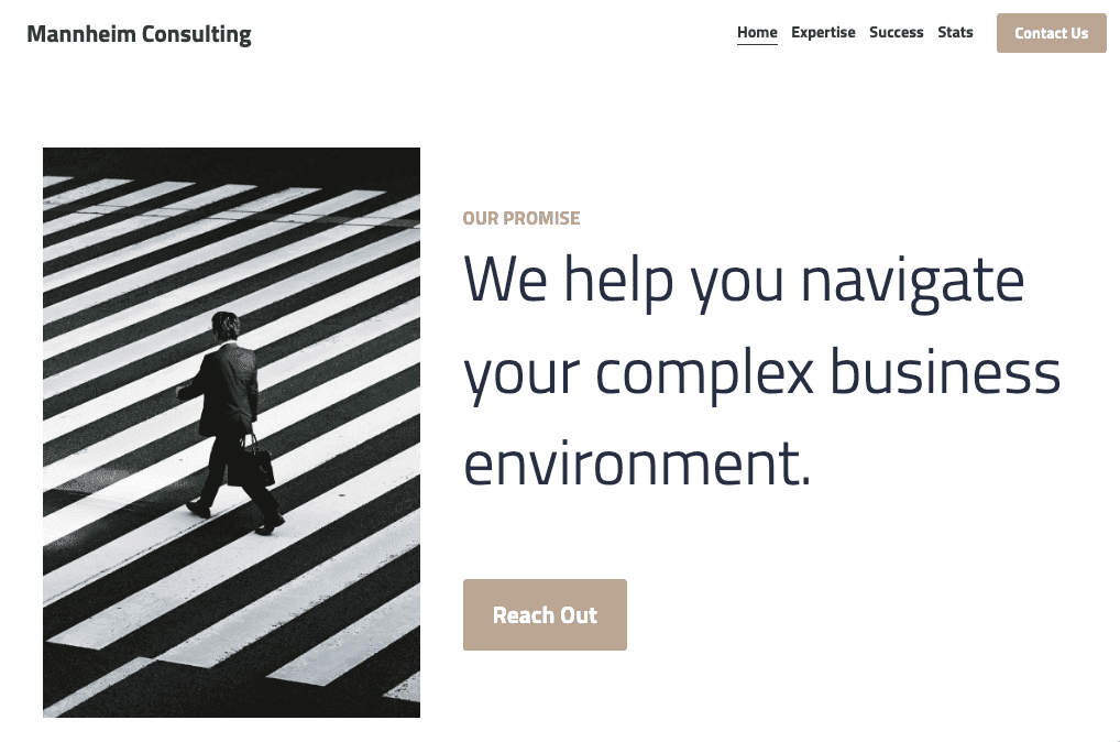 Template Mannheim dari Strikingly