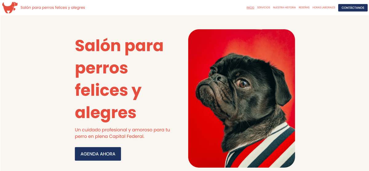Plantilla de salón para perros felices de Strikingly