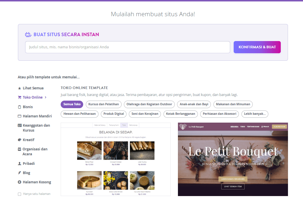 Cara Merangkul Tren E-commerce dengan Strikingly - Pilih Template E-commerce