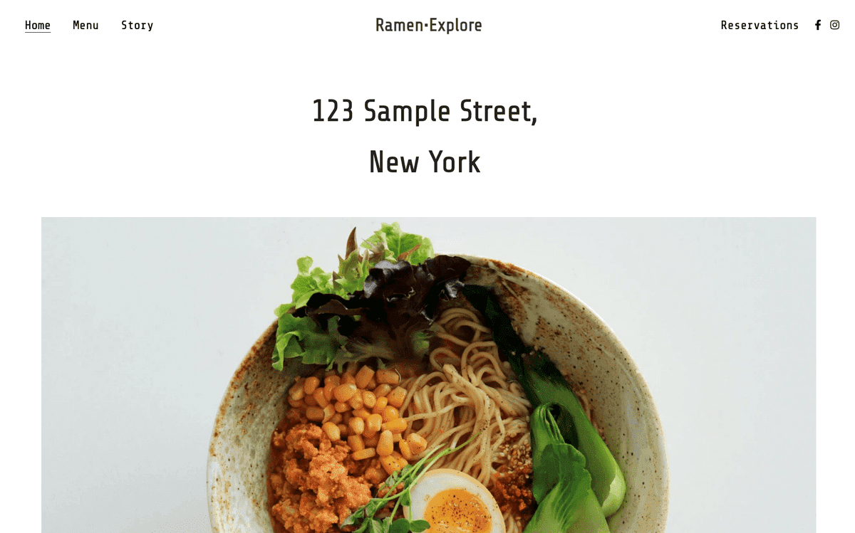 Plantilla de exploración de ramen de Strikingly