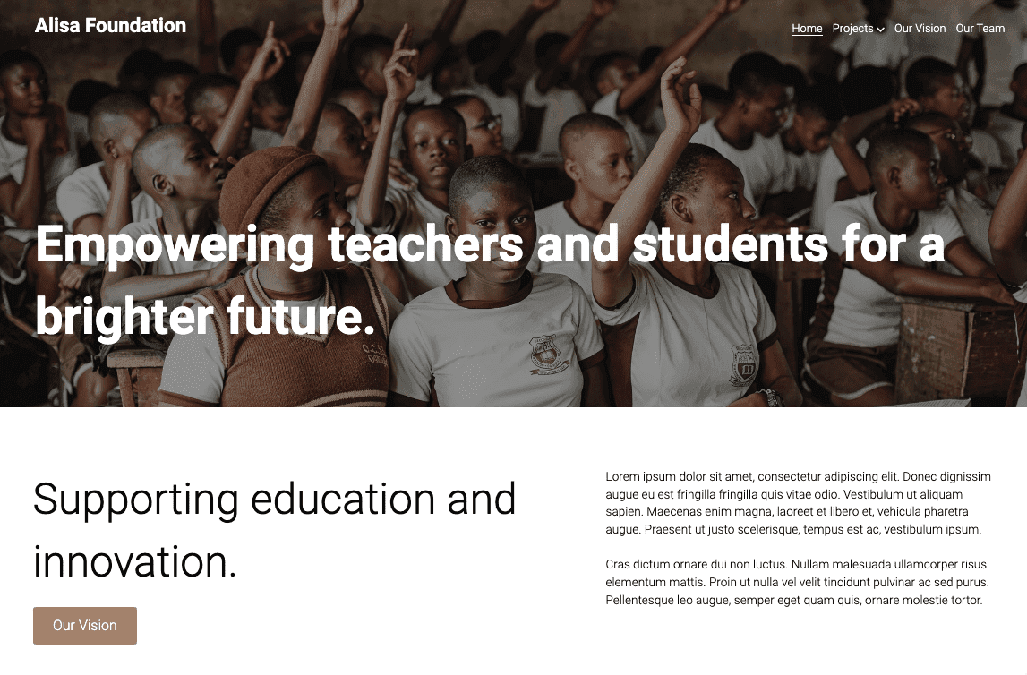 Plantilla de base Alisa de Strikingly