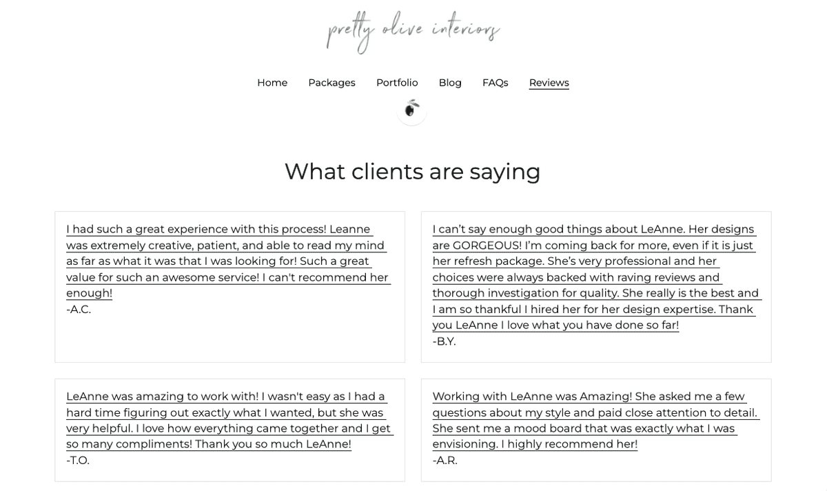 Halaman Ulasan Interior Pretty Olive