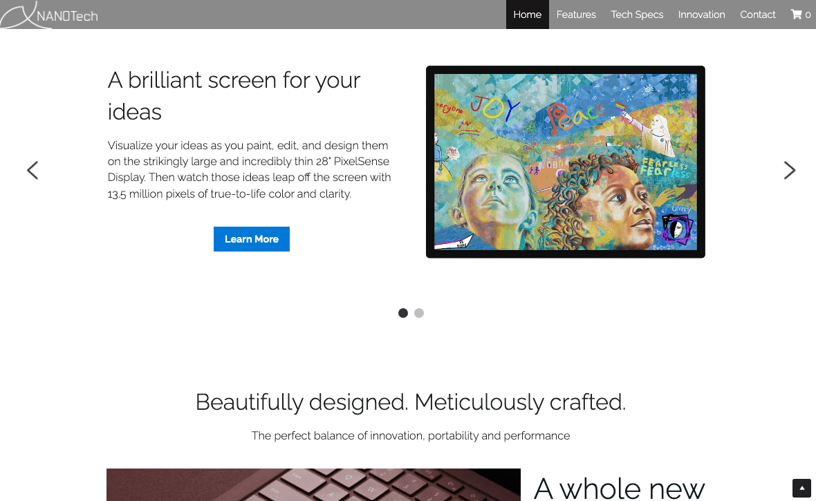 Template NanoTech dari Strikingly