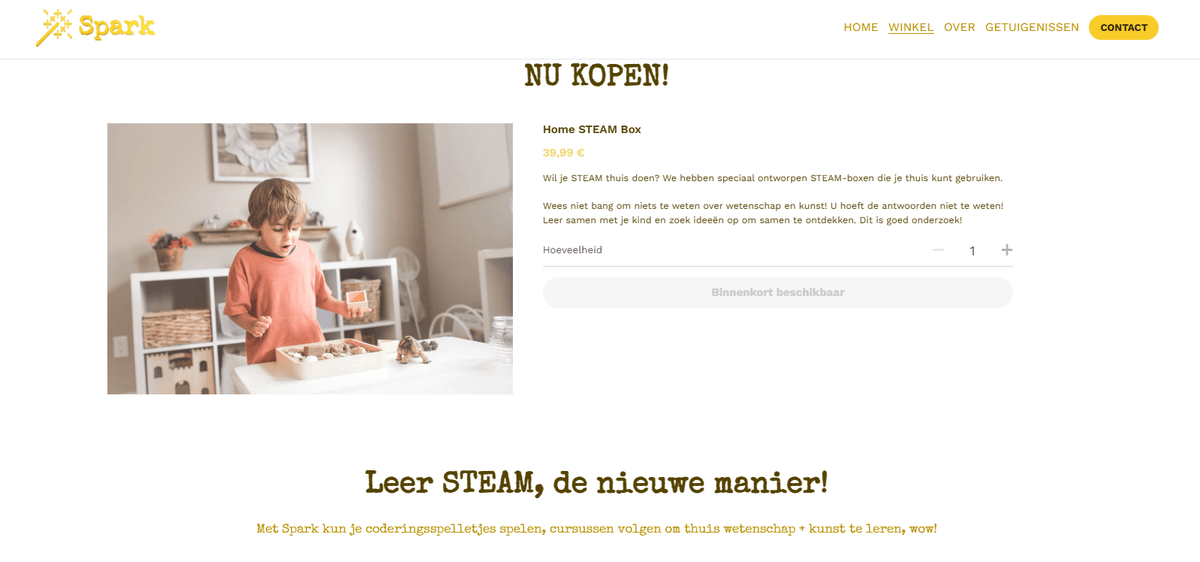 Spark Store-sjabloon van Strikingly