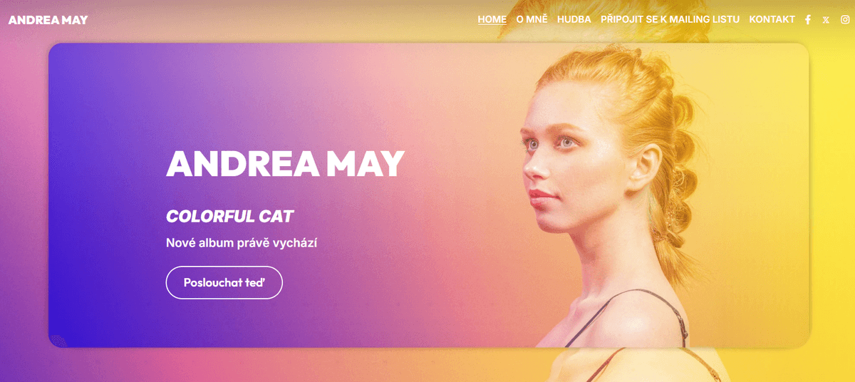 Šablona Andrey Mayové od Strikingly