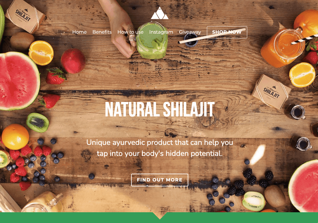 Webové stránky s přírodním shilajitem a bezplatným hostingem obrázků od Strikingly
