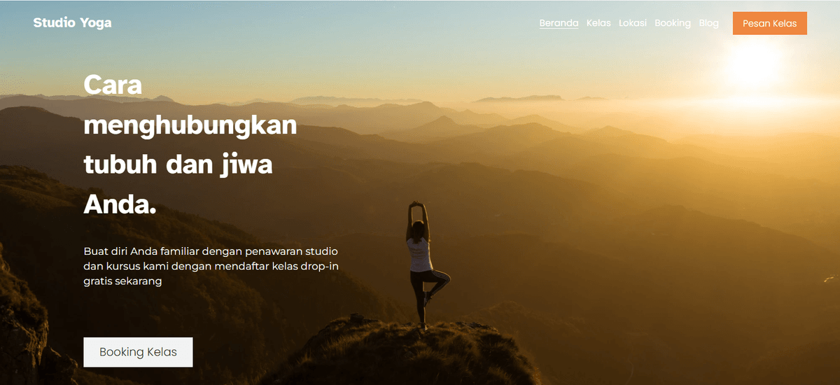 Template Studio Yoga dari Strikingly