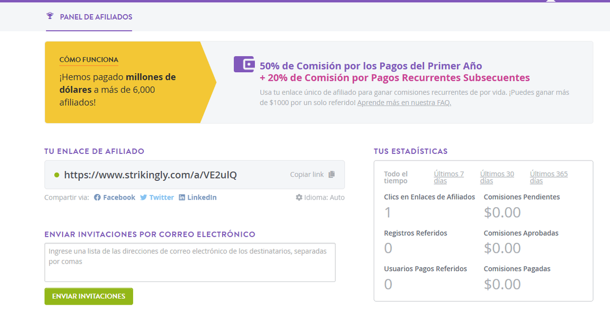 Programa de Afiliados de Strikingly