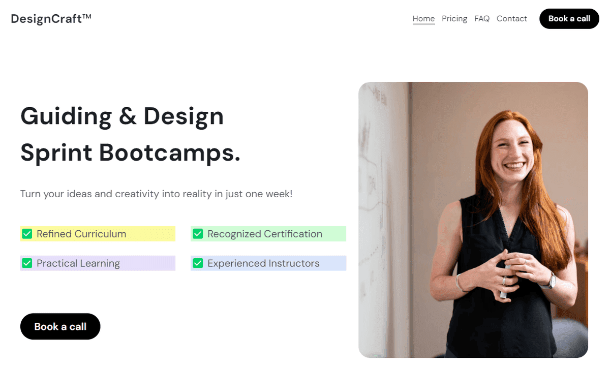 Plantilla DesignCraft de Strikingly