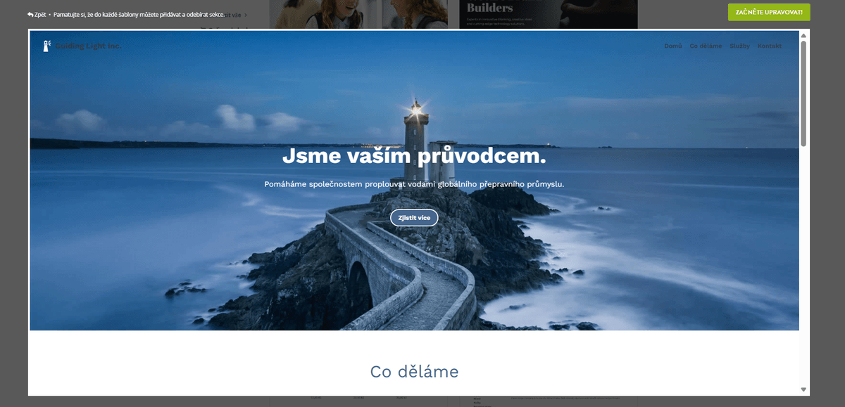 Design domovské stránky s nápadně jasným nadpisem