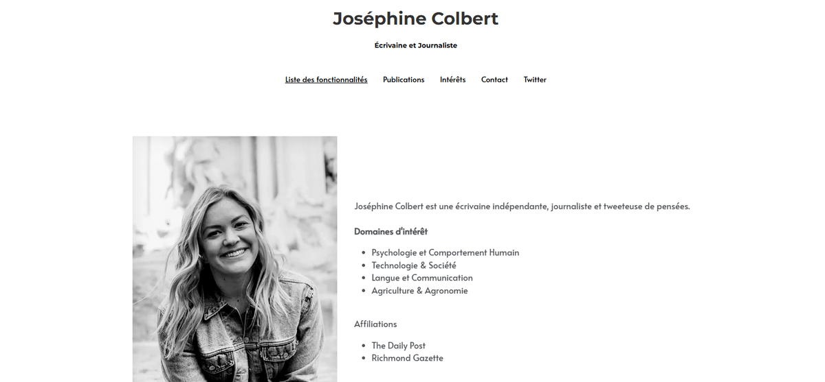 Modèle de site web pour assistants virtuels présentant des exemples de travaux professionnels