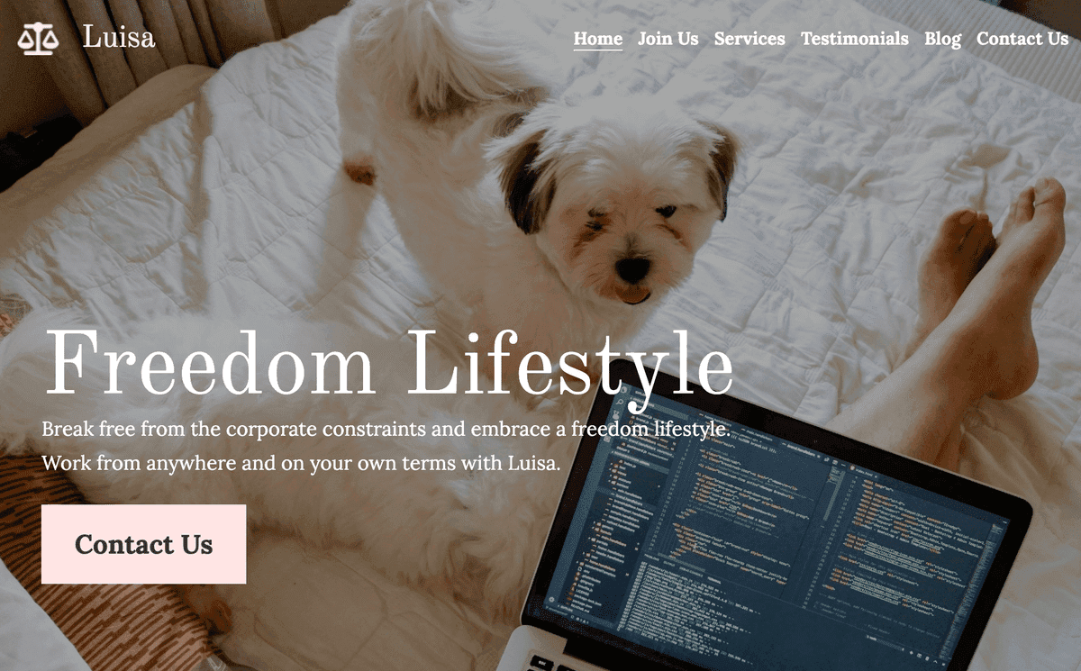 Plantilla de estilo de vida libre de Strikingly