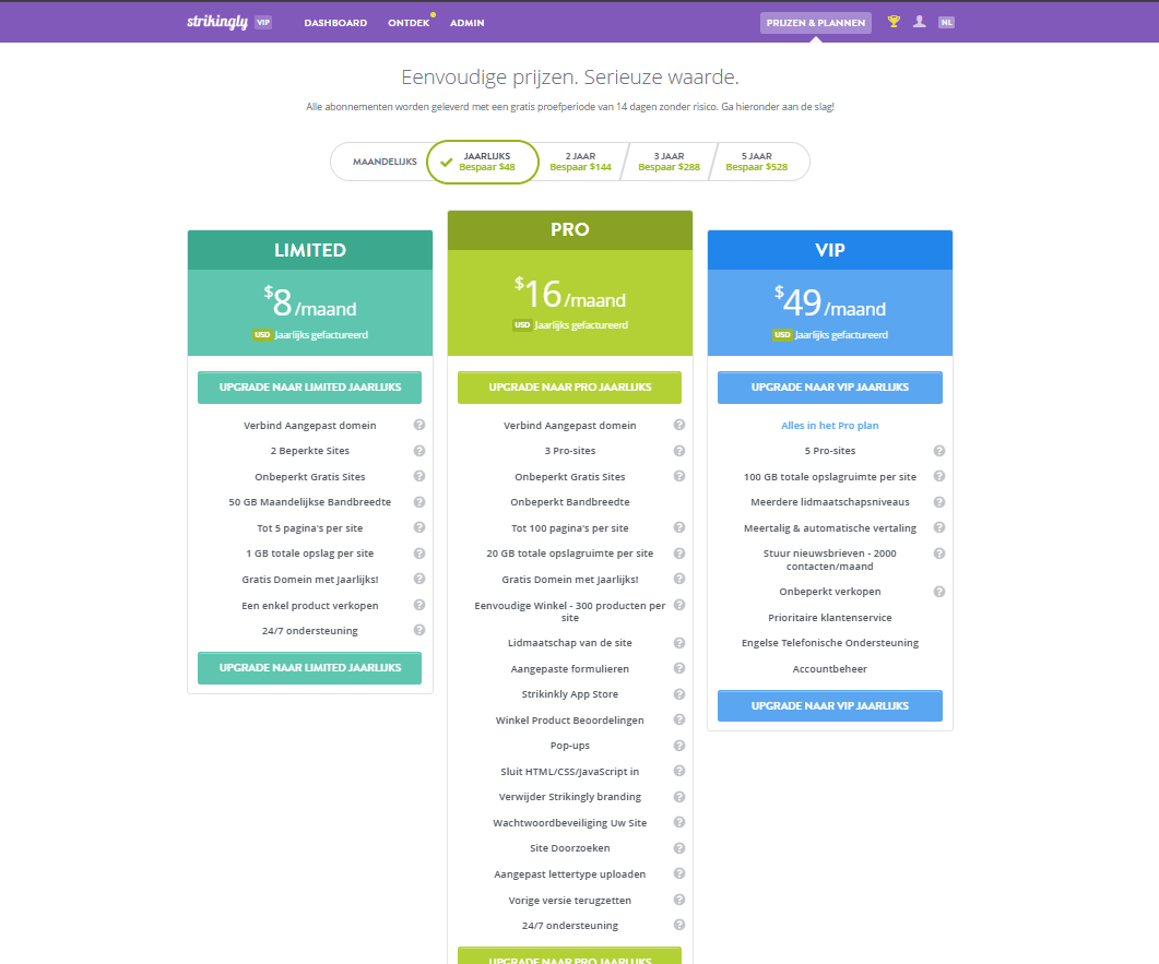 Website Homepage op Strikingly - Meld je aan op Strikingly