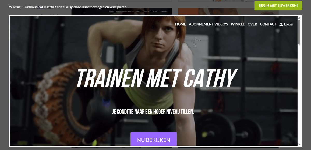 Train met Cathy Fitness Marketing Template van Strikingly