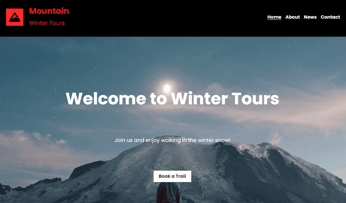 Plantilla de tours de invierno de Strikingly