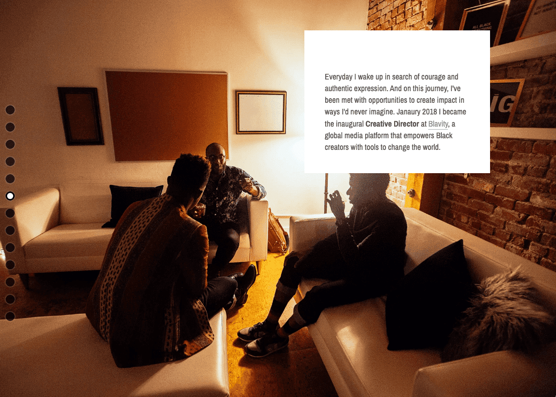 Sitio web de Quinnton J Harris: Técnica de narración