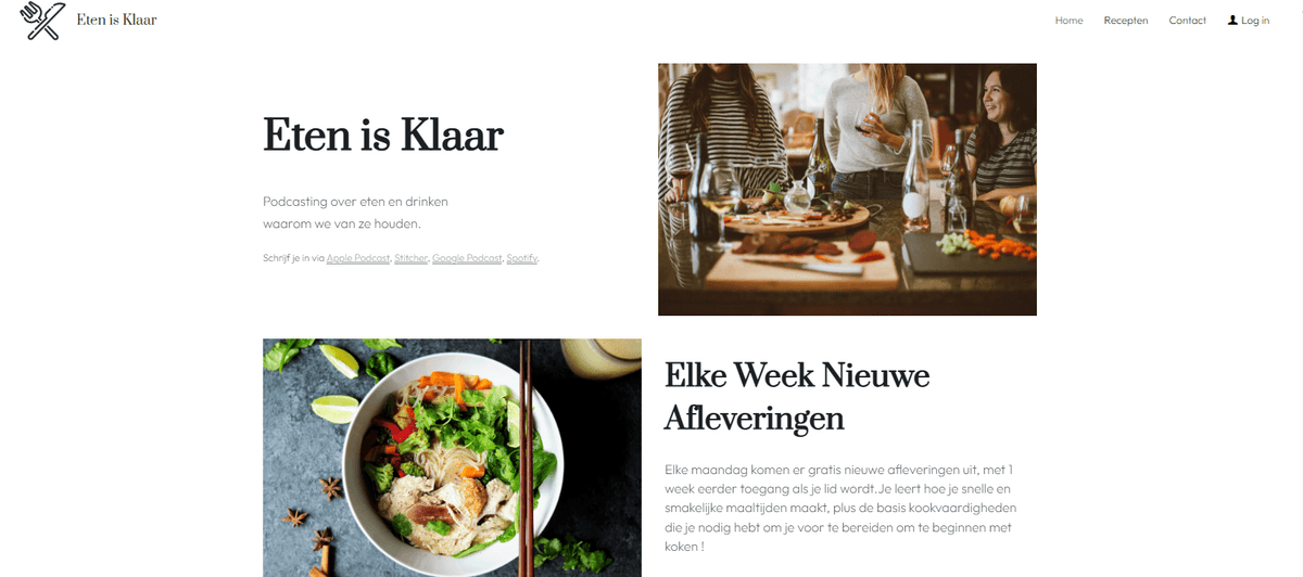 Sjabloon "Het avondeten is klaar" van Strikingly
