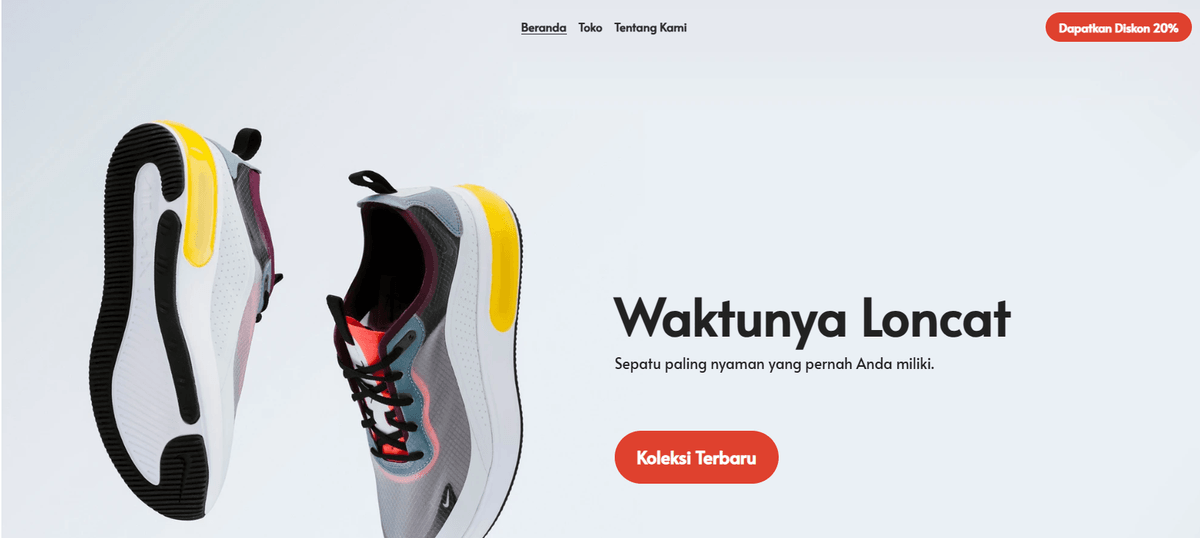 Templat Toko Bounce Time dari Strikingly