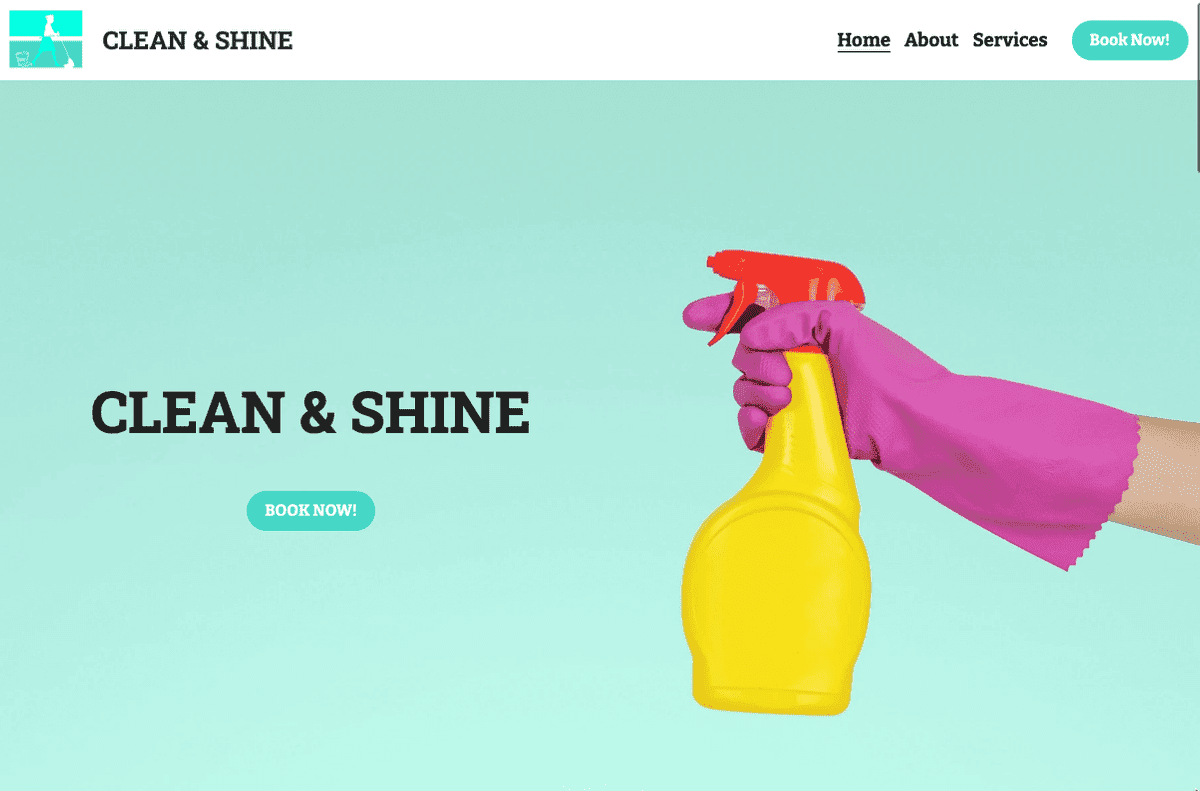 Šablona Clean & Shine od Strikingly