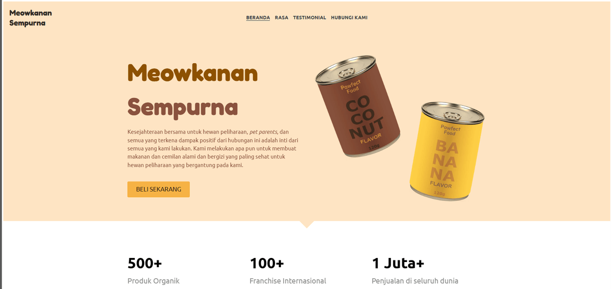 Jual Produk Label Putih dengan Template Pawfect Food dari Strikingly