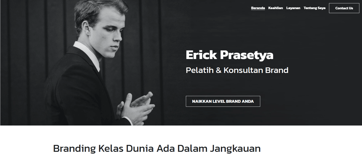 Template Brand Coach dari Strikingly
