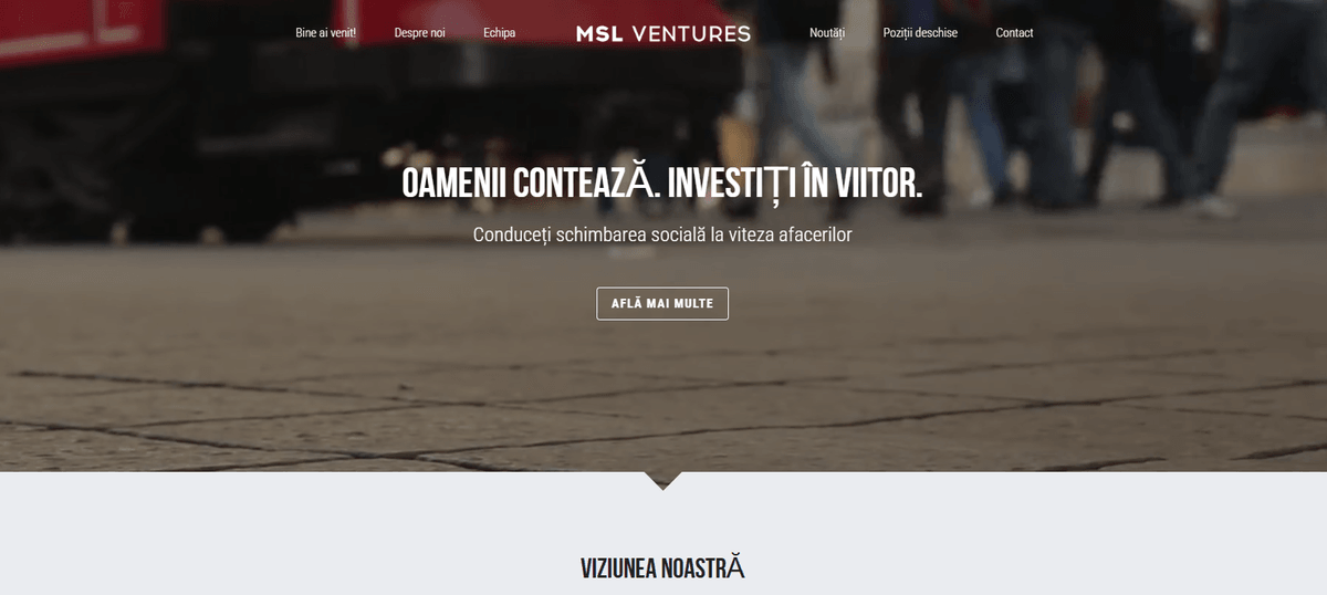 Șablonul MSL Ventures de la Strikingly