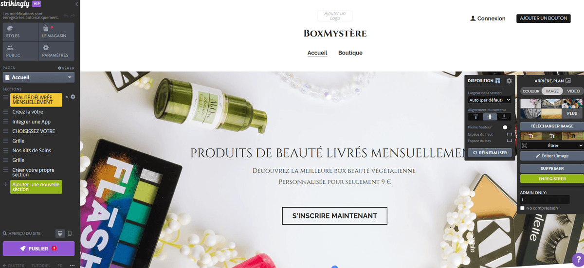 Éditeur de site web Strikingly