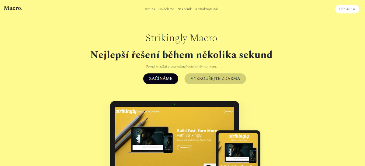 Šablona makra s výzvou k akci od Strikingly