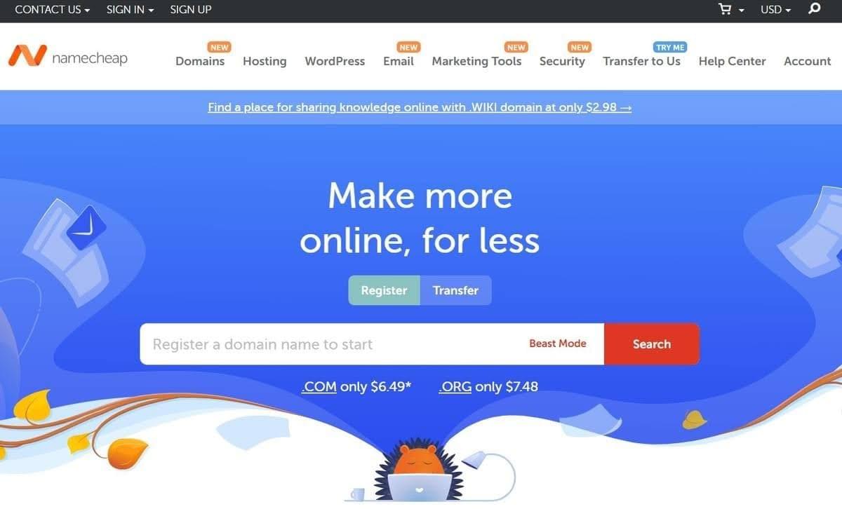 Imagen tomada de Namecheap