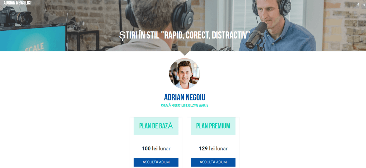 Șablon de podcast de la Strikingly