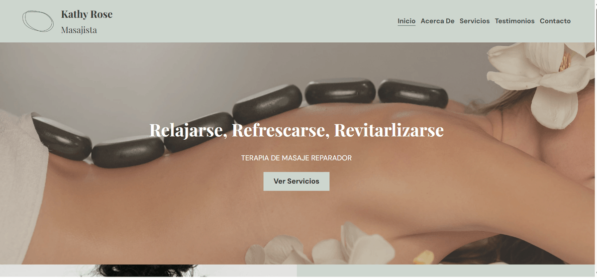 Plantilla de sitio web para masajistas terapéuticos de Strikingly