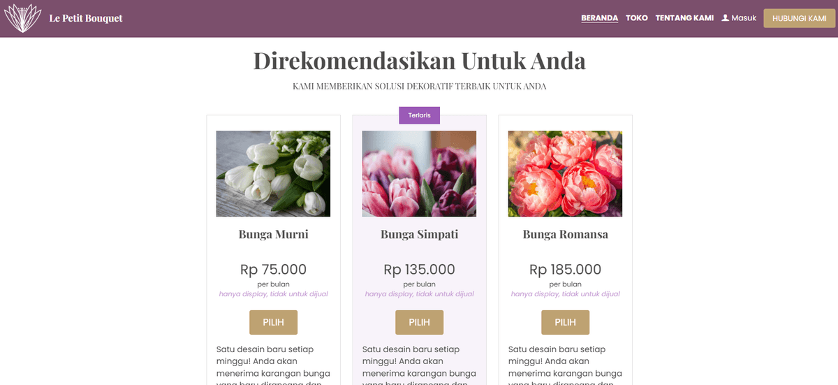 Templat Buket Le Petit dari Strikingly
