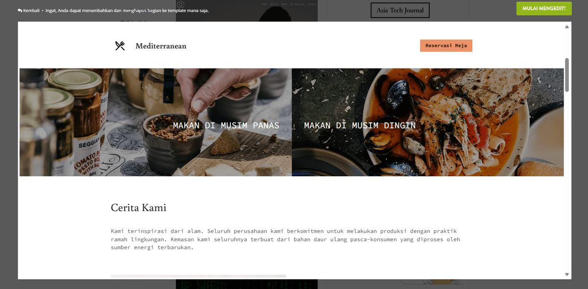 Pemasaran Makanan di Strikingly - Pembaruan Rutin dan Blog